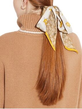 Coach Signature Chick Print Silk Skinny Scarf